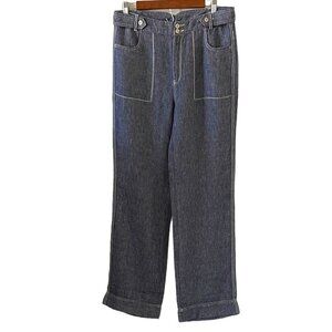 Sundance NEW Linen Pants In Blue Stripes Size 8